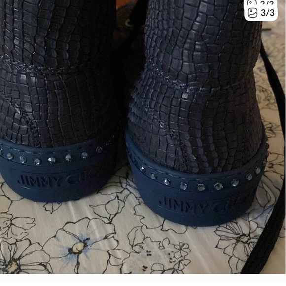 Jimmy Choo Dark blue Alligator Print Sneakers Unisex women size 8.5 - Picture 3 of 3